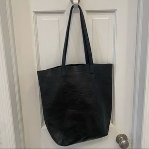 Baggu Black Leather Soft Large Tote Bag
